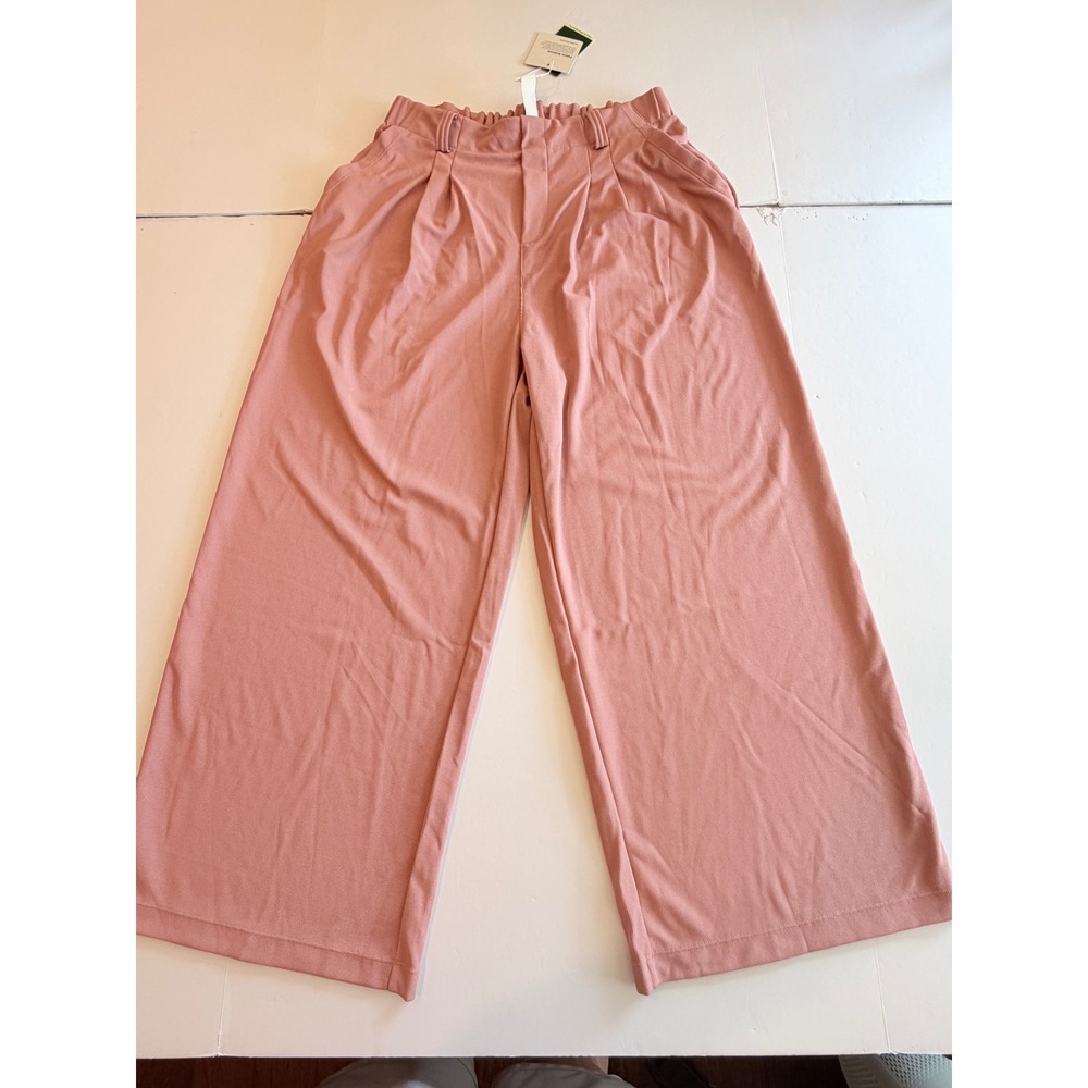 Halara Wide Leg Pleated Pants Dusty Rose Pink Petite Large High Waisted Pockets
